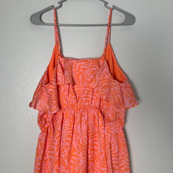 LILLY PULITZER‎ Size XL/TG Mini Women's Dress Coral Orange Pink Flounce Ruff - Picture 6 of 9